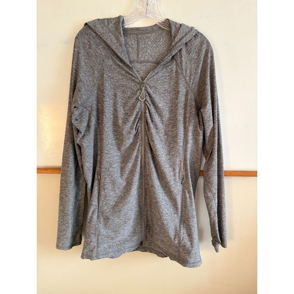 Athleta Ruched Full-Zip Hoodie  Heather Grey size XL